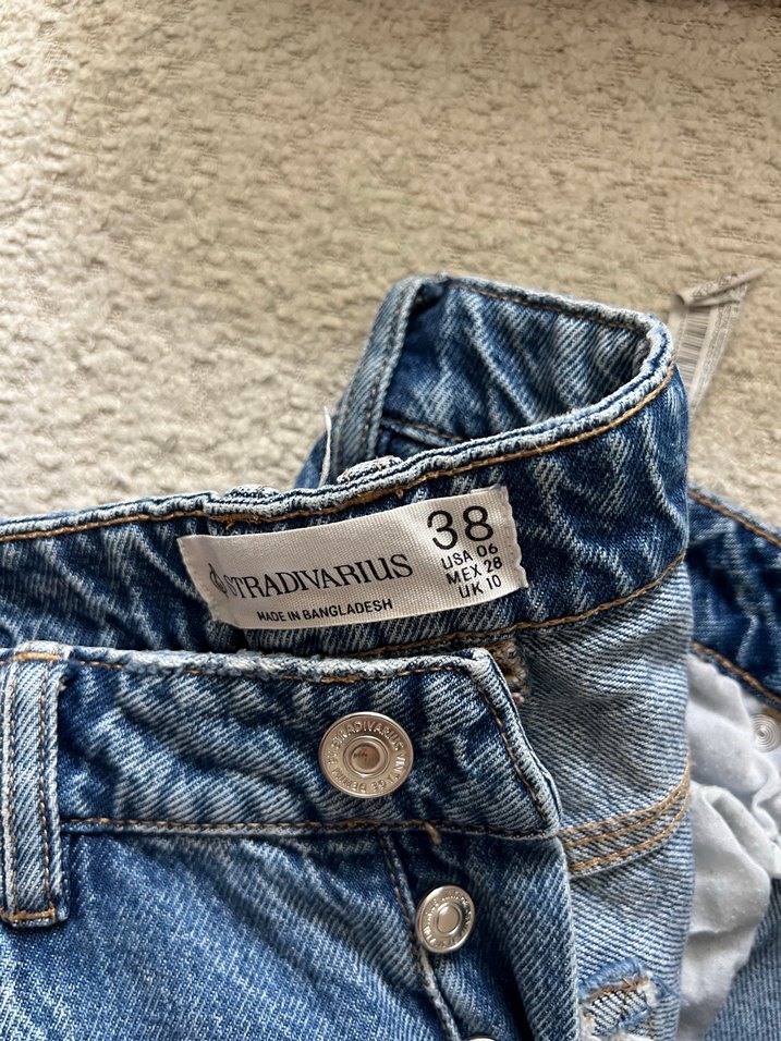 Kadın Mavi Kot Pantolon - Rahat Kesim, Kemerli - Görsel 4