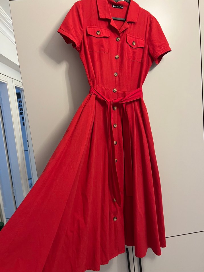 Kırmızı uzun elbise - Görsel 4