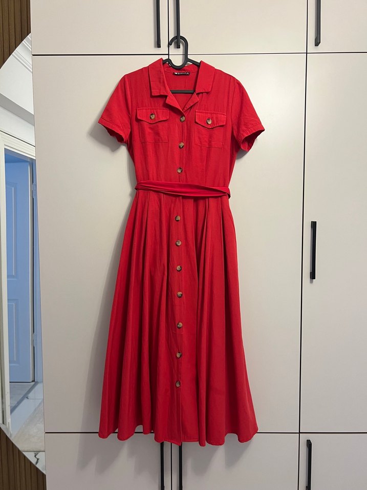 Kırmızı uzun elbise - Görsel 2