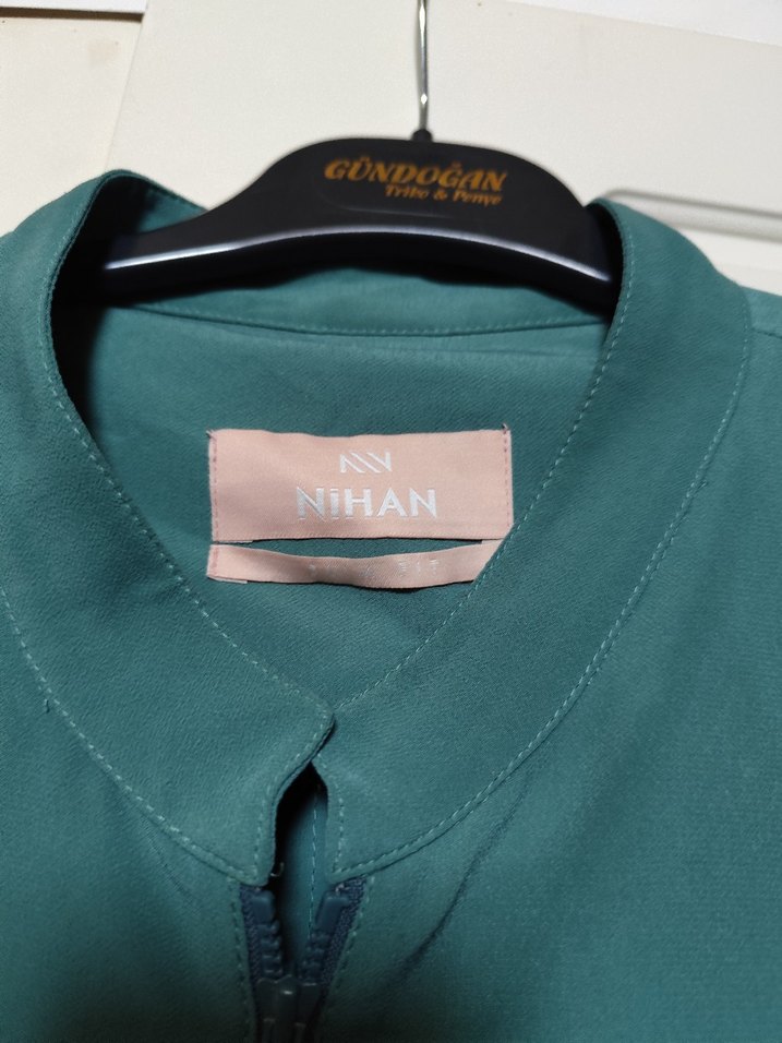 Uzun Turkuaz  Kapüşonlu Ceket - Görsel 3