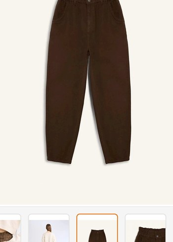 Bej Kadın Rahat Kesim Pantolon - Görsel 5