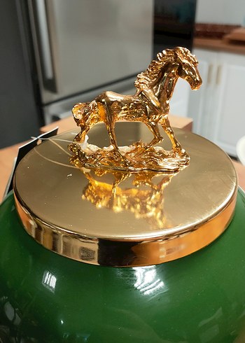 Diğer Fıstık Yeşili Gold Kapaklı Seramik Dekoratif Vazo