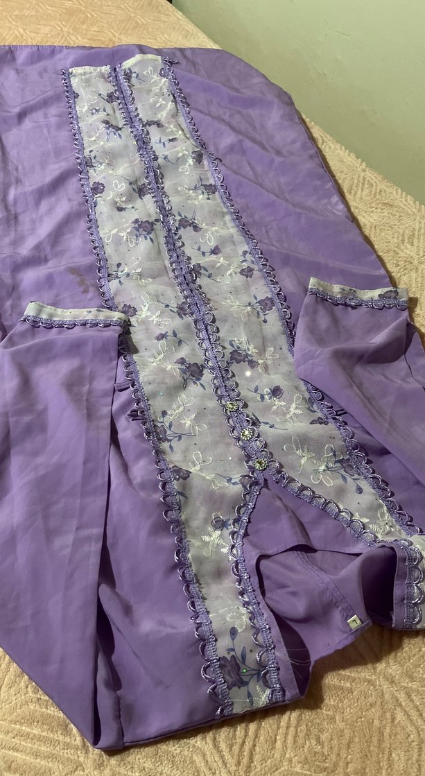 Mor Nakışlı Uzun Bohem Kadın Elbisesi - Görsel 2