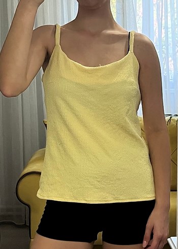 Sarı Askılı Kadın Atlet bluz