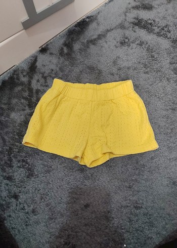 Sarı Örgü Mini Pamuklu Şort 3 lü set