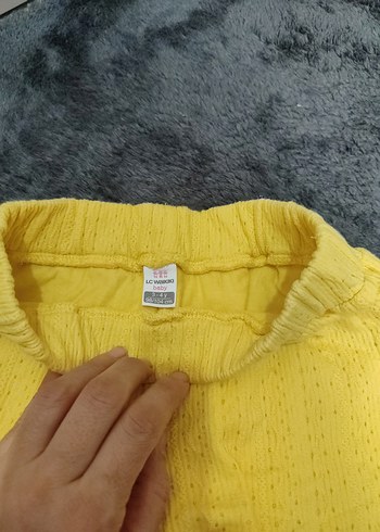 6 Yaş Beden Sarı Örgü Mini Pamuklu Şort 3 lü set