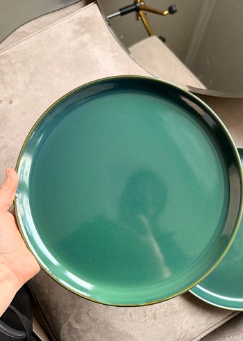 Parlak Turkuaz yeşil servis Tabağı Seti 2li - Görsel 2