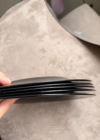 5 adet Siyah Servis tabağı cam - Görsel 2