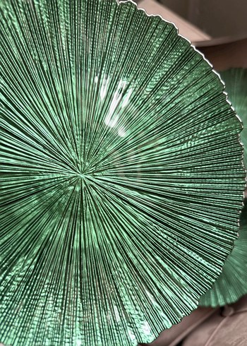 4lü Parlak Yeşil Bohem Tabak Seti - Görsel 3