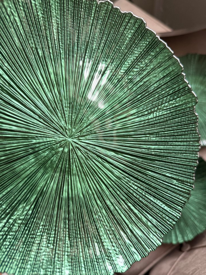 4lü Parlak Yeşil Bohem Tabak Seti - Görsel 3