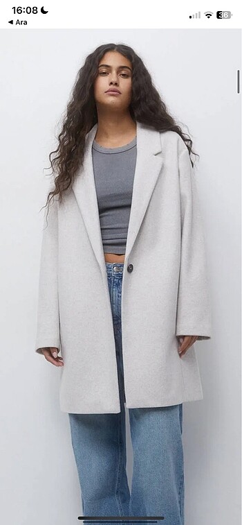 Pull and Bear Pull&Bear Kaşe Kaban