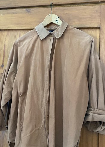 Aci Kahve Süet Kadın Gömlek - Görsel 3