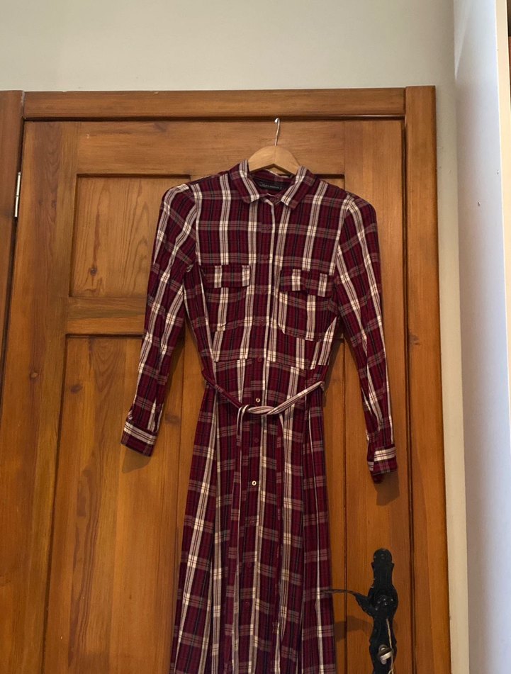 Ekose Desenli Uzun Elbise - Görsel 3