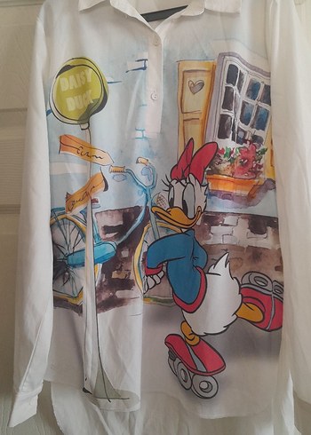 Baskılı Pamuklu kız çocuk gömlek 10 yaş - Görsel 2