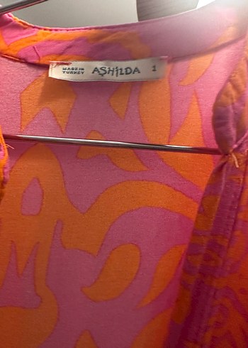 Diğer Pembe Batik Desenli Uzun Bohem Elbise