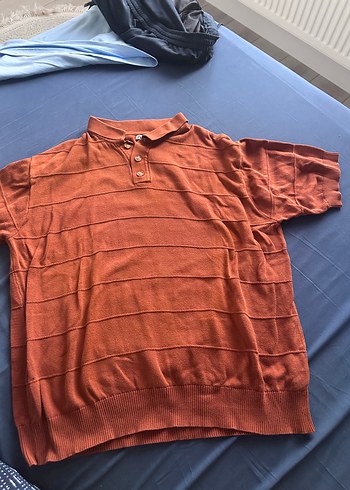 Düğmeli Kısa Kollu Kahverengi Erkek Polo Tişört