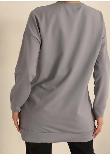LC Waikiki 46 Beden gri Kadın Uzun Kollu Salaş Tunik boyu 87 etiketli