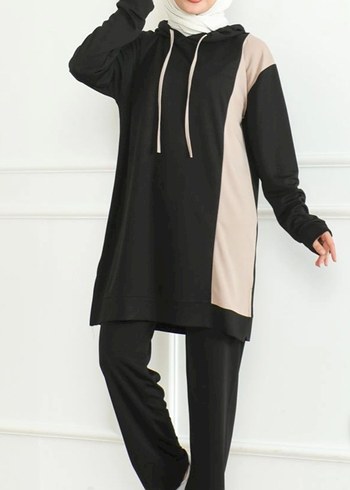 46 beden Kadın Siyah Rahat Kesim Uzun Eşofman Takımı ETİKETLİ - Görsel 2