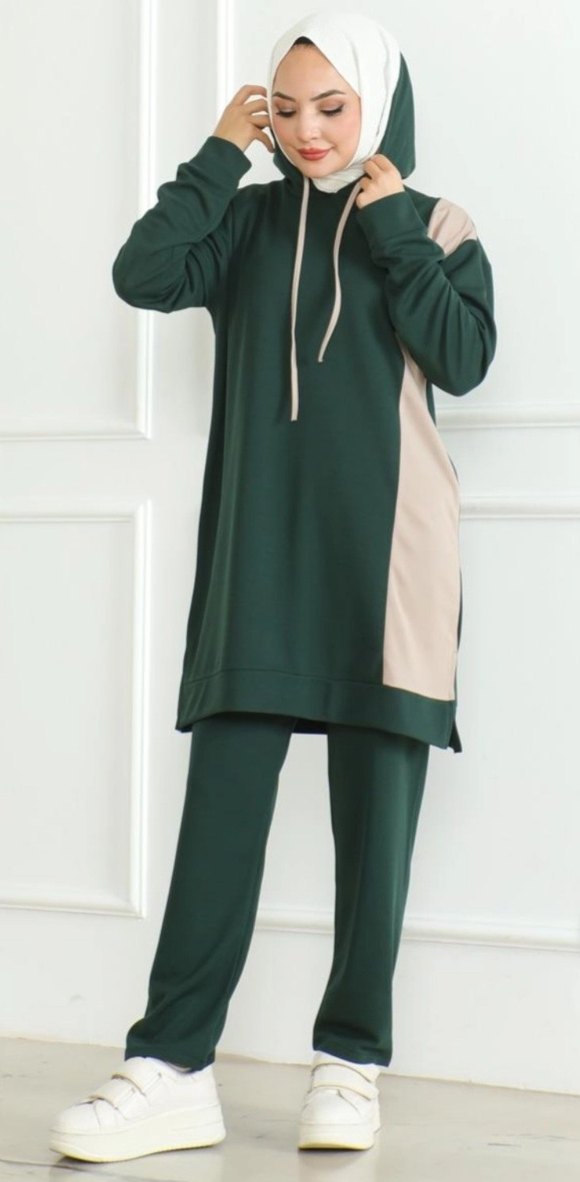 44 beden Uzun Kollu Yeşil Kadın Eşofman Takımı ETİKETLİ SIFIR - Görsel 2