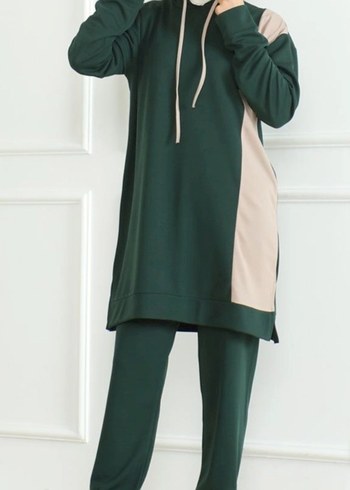 46 beden Yeşil Uzun Kollu Rahat Kesim Kadın Takım ETİKETLİ - Görsel 2