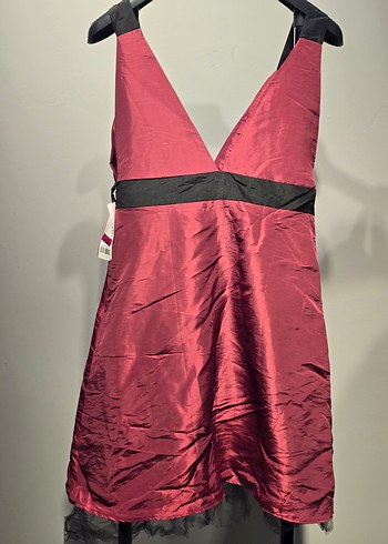 40 Beden Orsay. Bordo Drapeli Askılı Gotik Midi Elbise
