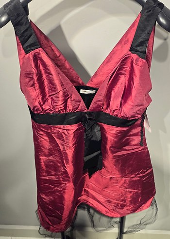 Diğer Orsay. Bordo Drapeli Askılı Gotik Midi Elbise