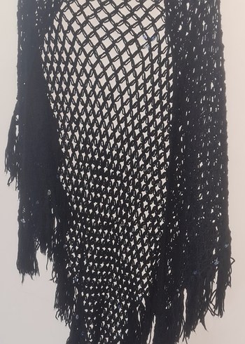Siyah Örgü Kadın Panço - Görsel 2