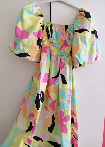 Renkli Bohem Straplez Elbise - Görsel 3