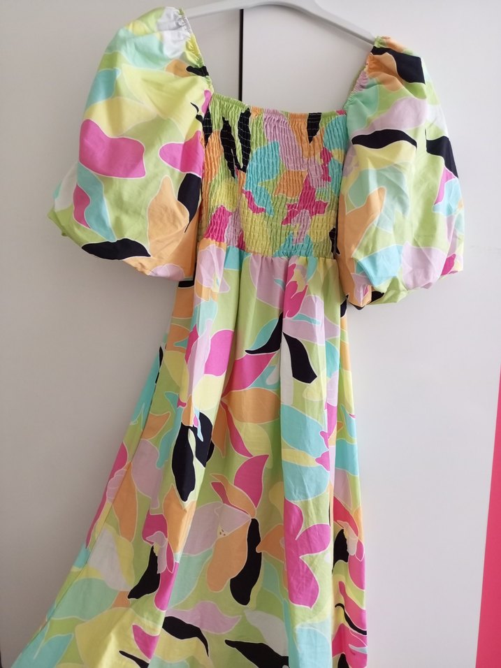 Renkli Bohem Straplez Elbise - Görsel 3