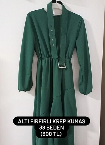 Yeşil fırfırlı elbise