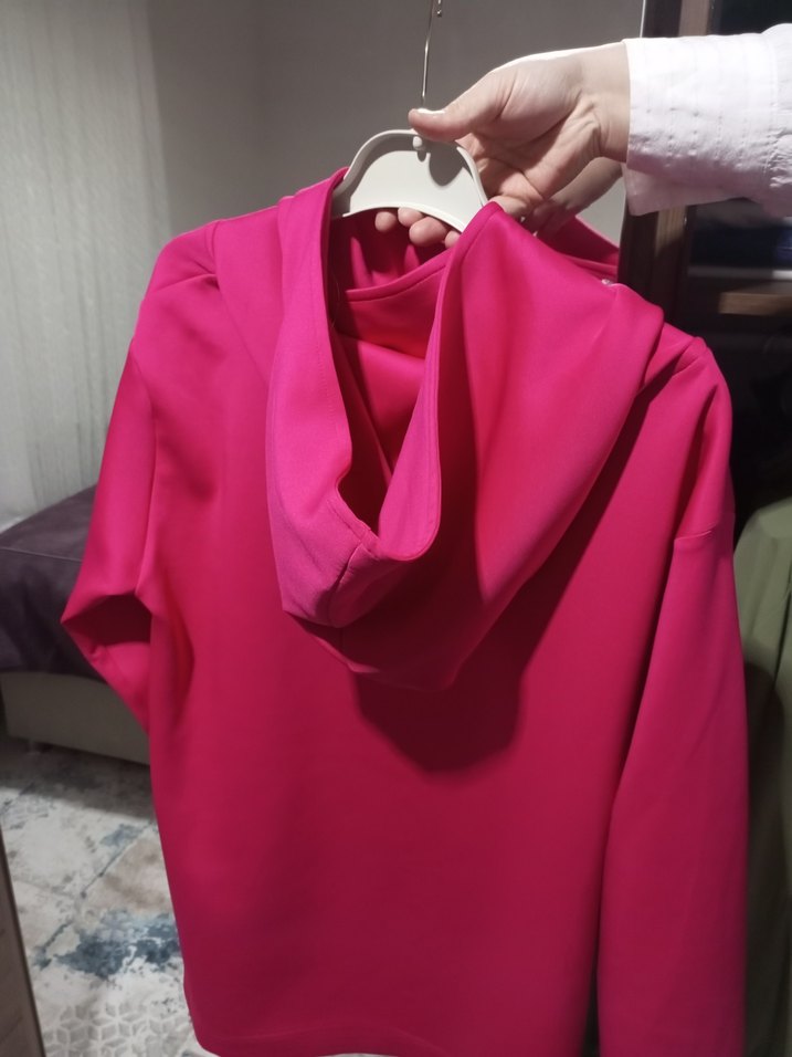 pembe uzun scuba kumaş tunik - Görsel 2