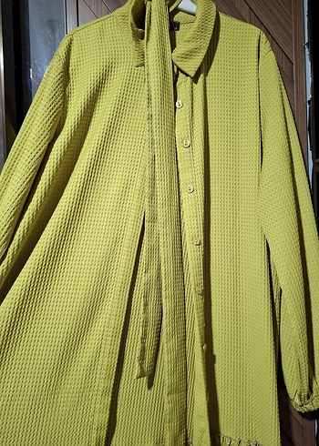 yağ yeşili düğmeli elbise - Görsel 2