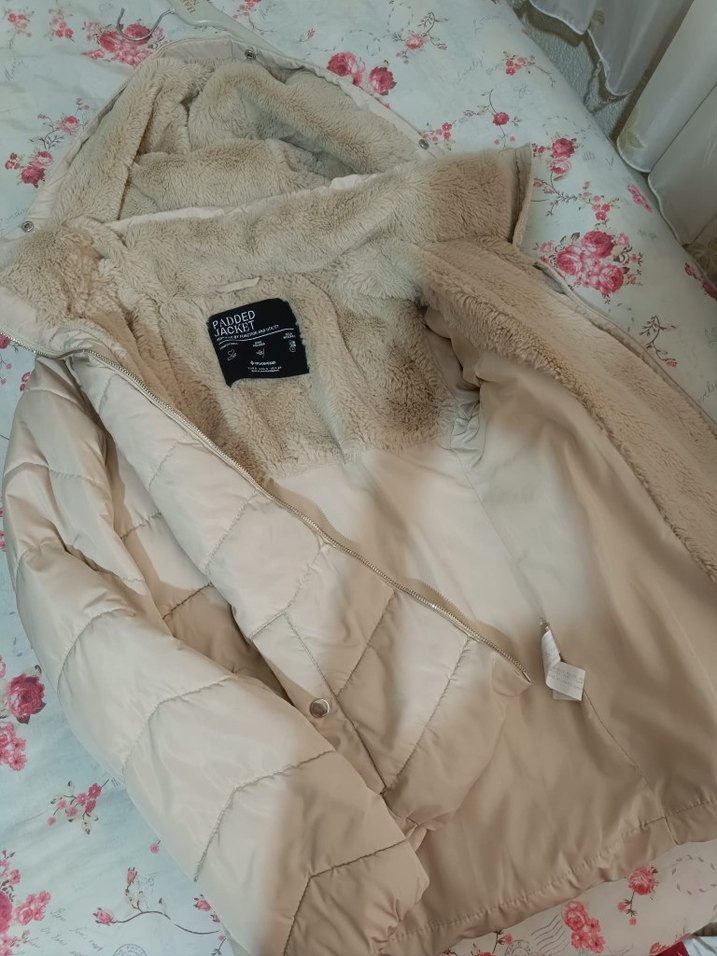 Kadın Bej Kürklü Midi Kışlık Mont - Görsel 2