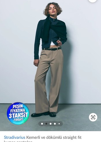 Bej Kumaş Pantolon Stradivarius - Görsel 8