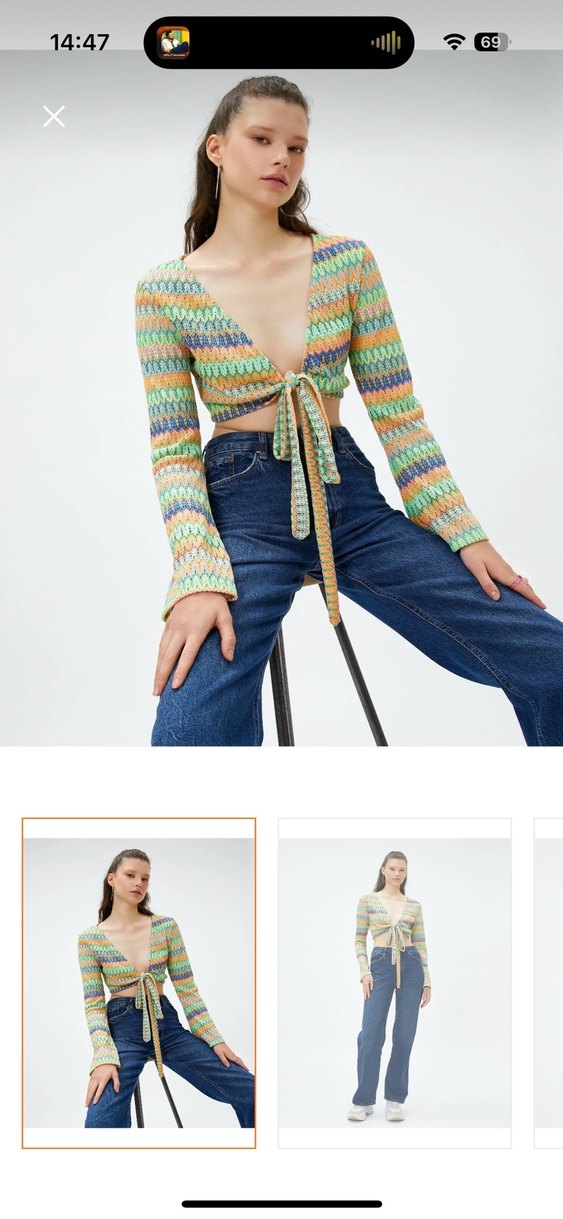 Kroşe tişört önden bağlamalı - Görsel 2