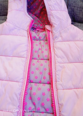 Kız Çocuk Kapüşonlu Pembe Fermuarlı Yelek - Görsel 2