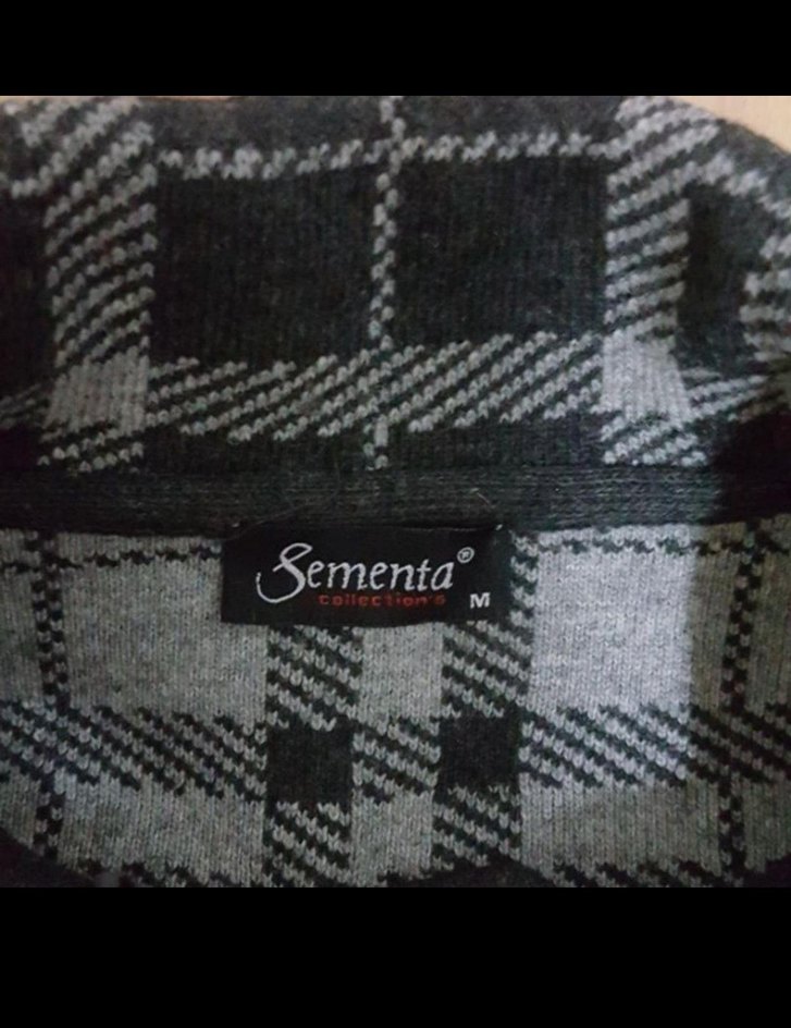 Düğmeli Gri Ekose Kadın Kaban - Görsel 3