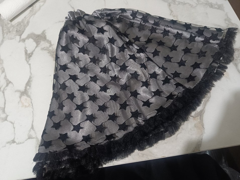 Gri Saten Tül Nakışlı Fırfırlı Kız Eteği - Görsel 4