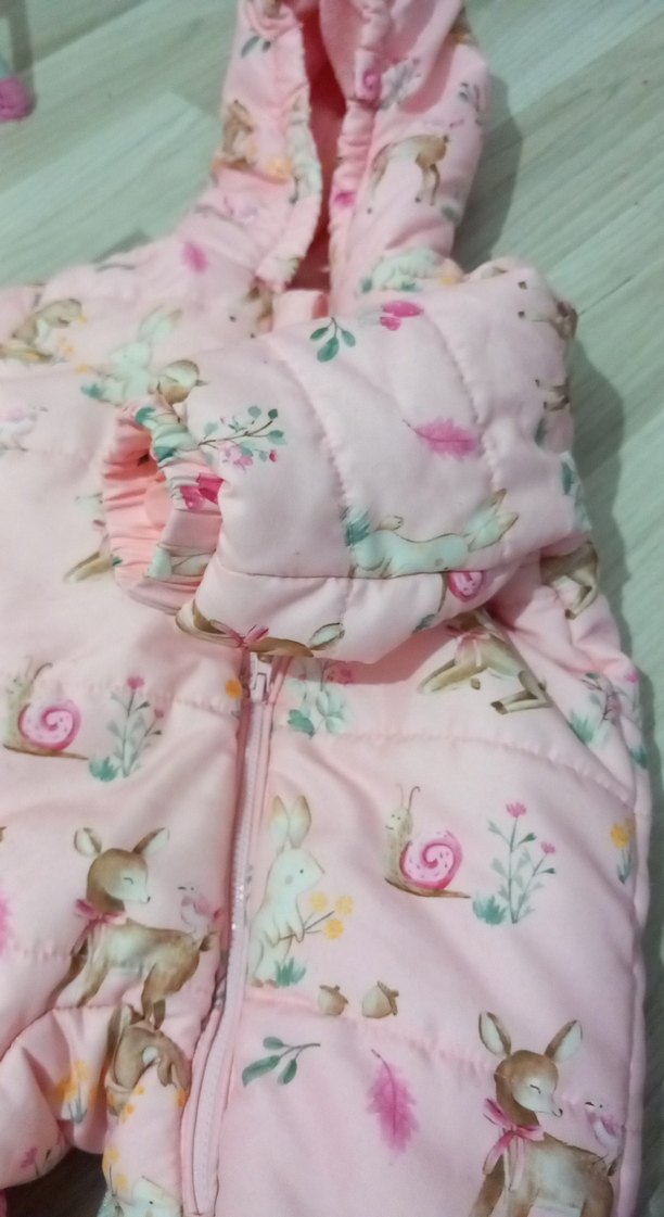 Kürklü Pembe Desenli Bebek Tulumu - Görsel 3