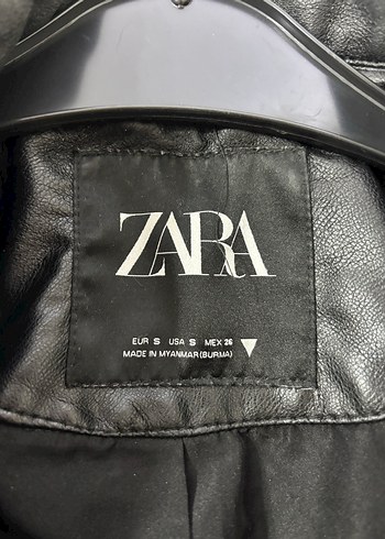 Zara Kadın Siyah Deri Biker Ceket - Görsel 2