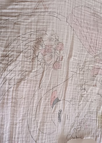 Beyaz kuyu desenli Müslin puset örtüsü - Görsel 3