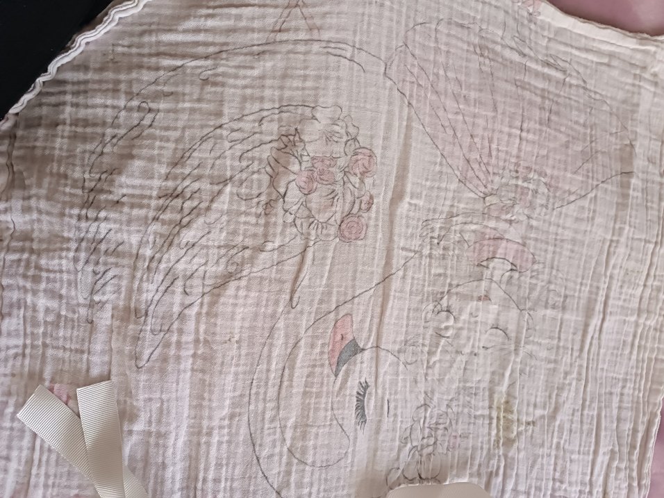 Beyaz kuyu desenli Müslin puset örtüsü - Görsel 3