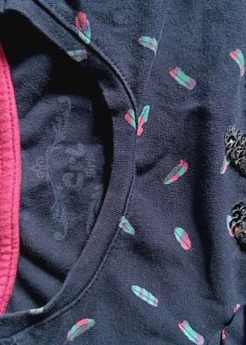 Kız Çocuk Uzun Kollu Baskılı volanlı penye Tişört - Görsel 3