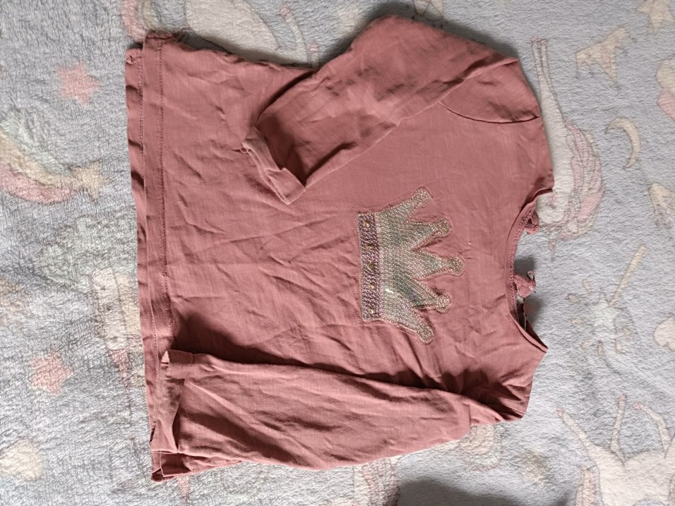 Kız Çocuk Uzun Kollu Baskılı volanlı penye Tişört - Görsel 4