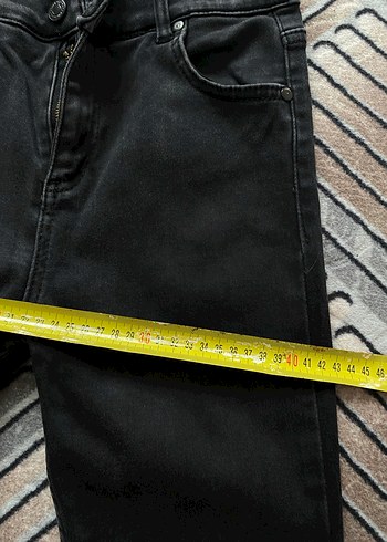 Kadın Siyah Bağcıklı Denim Pantolon - Görsel 3