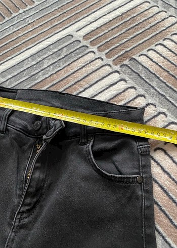 Kadın Siyah Bağcıklı Denim Pantolon - Görsel 2