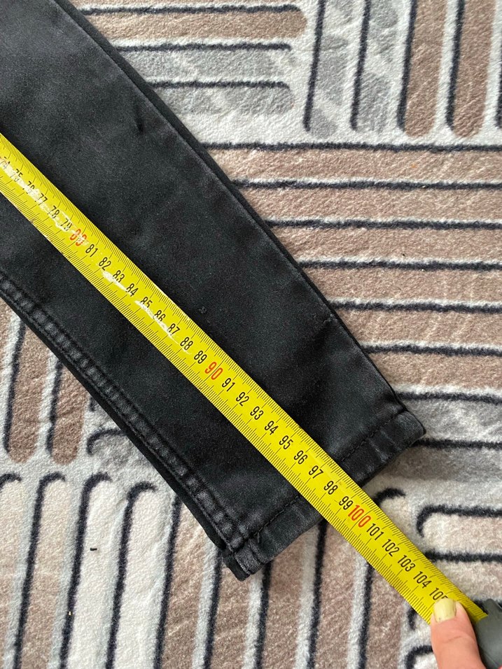 Kadın Siyah Bağcıklı Denim Pantolon - Görsel 4