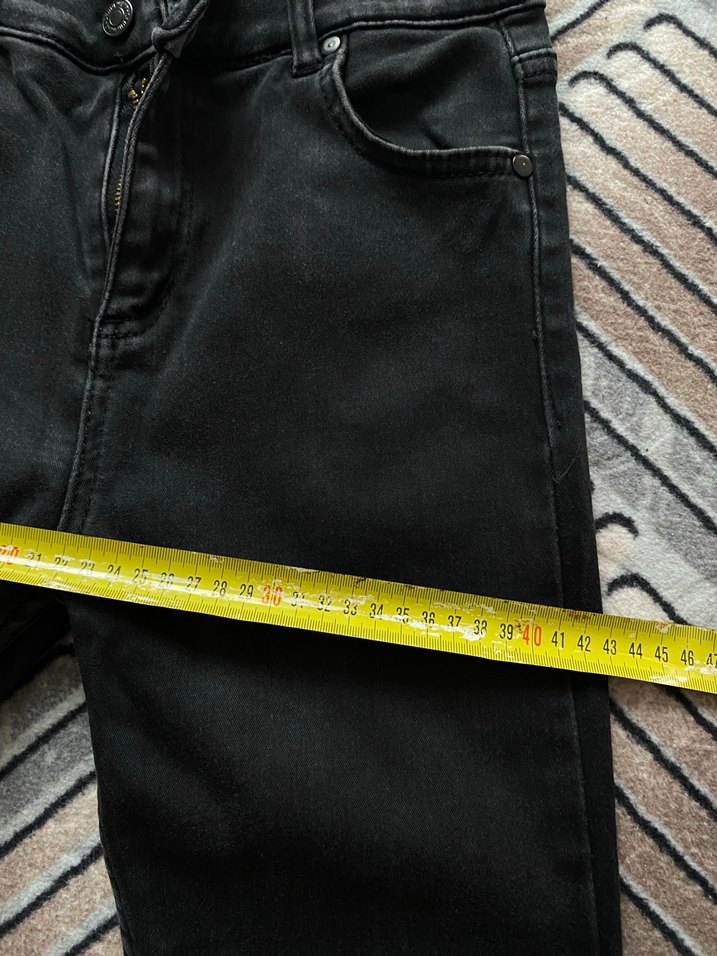 Kadın Siyah Bağcıklı Denim Pantolon - Görsel 3