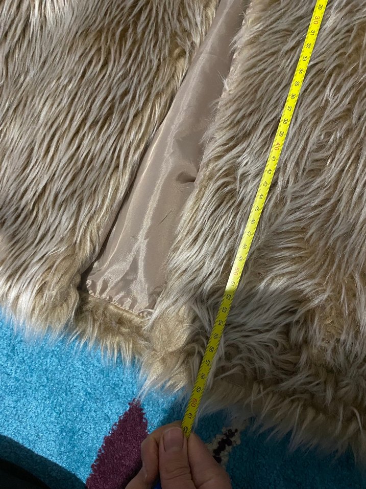 Bej Kadın Suni Kürk Midi Ceket - Görsel 3