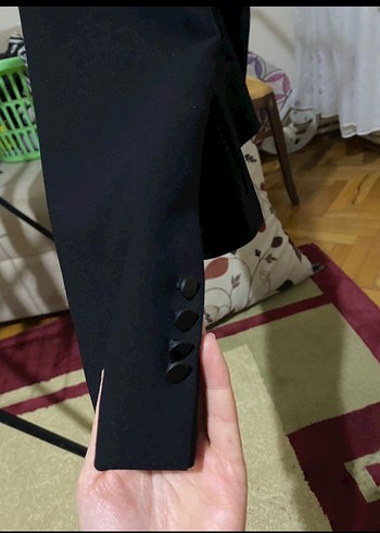 xs Beden Siyah Kadın Düğmeli Blazer Ceket